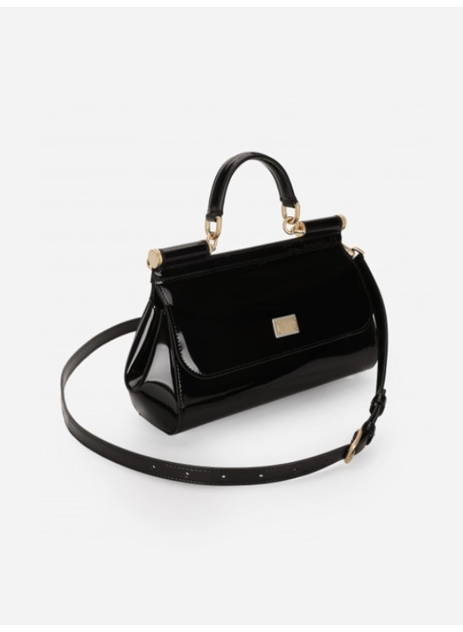 D&G DG BAG black handbag, a luxurious women's handbag suitable for evenings and formal occasions, with DG gold hardware logo and crocodile pattern pattern - Image 5